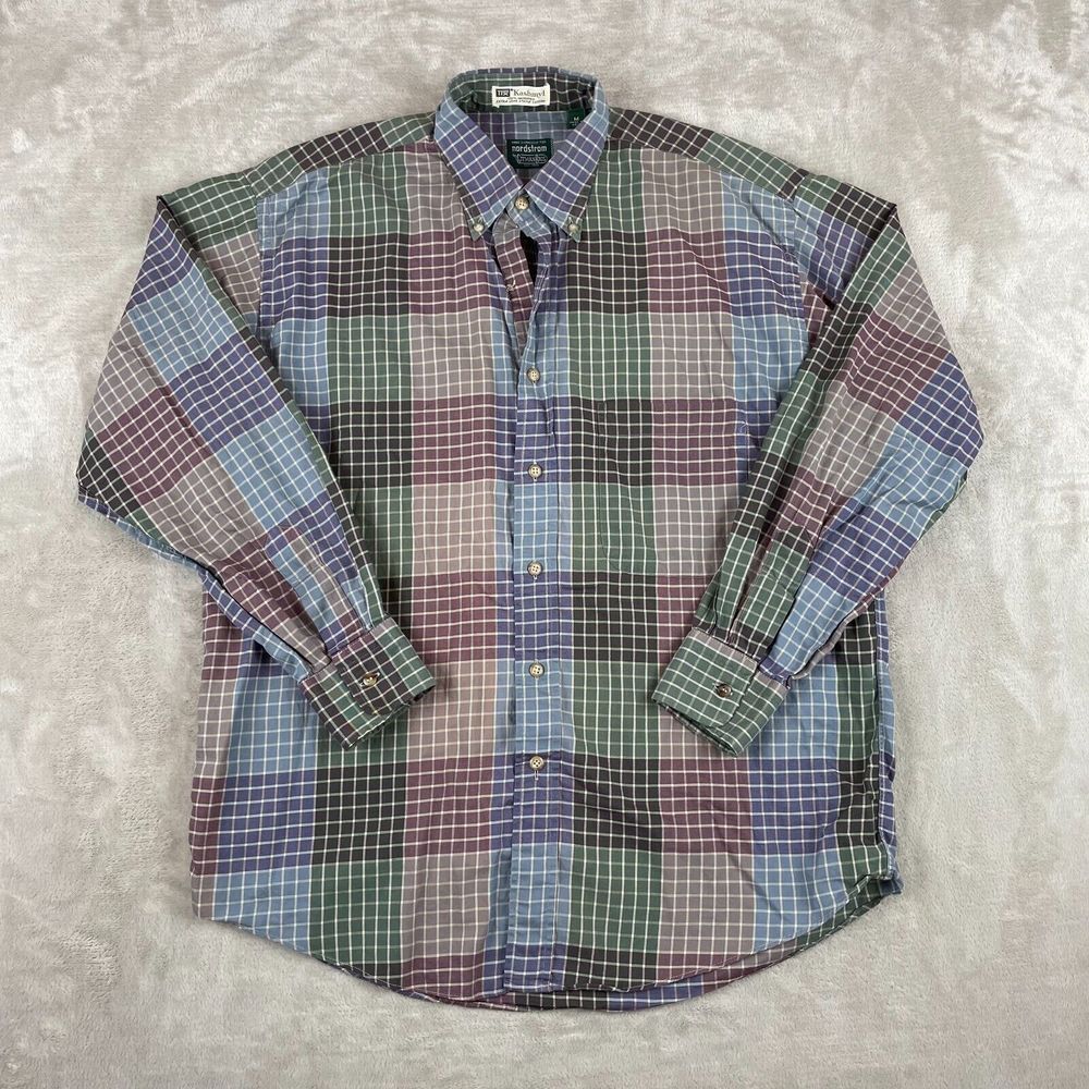 Vintage Gitman Bros Shirt Mens Medium Multi Check Long Sleeve‎ Made in USA Nords
